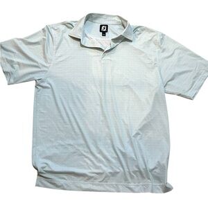 Footjoy Polo Shirt Mens L Blue Plaid Golf FJ Stretch Wicking Pullover